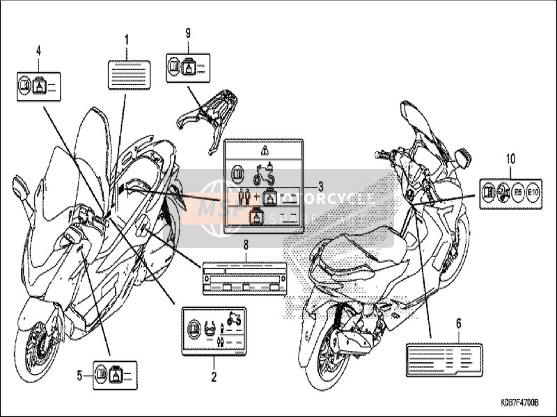 87125K53DE0, Label, Manufacturer, Honda, 1